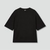 JAJU Women's Cotton Loose Fit 5-Button T-Shirt_Black