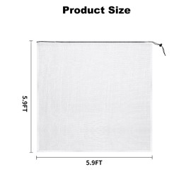 5.9 x 5.9 ft Fruits Tree Netting Cover with Zipper and Drawstring,Garden Insect Netting Plant Cover Transparent Bird Plant Barrier Flower Fruits Mesh Screen for Preventing Deer Squirrel Bug