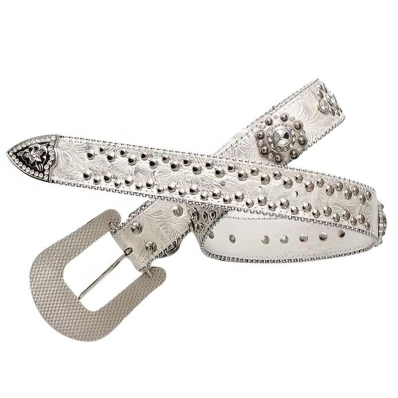 M&F Western Women's Floral Crystal Concho Belt, Silver, MD