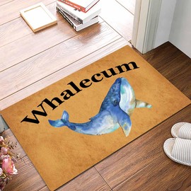 Joelmat Funny Doormat Non-Slip Outdoor/Indoor Rubber Door Mats for Front Door/Garden/Kitchen/Bedroom 23.6" x 15.7" (Whalecum Whale Beach House)