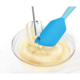 Talisman Designs 2 Piece Set, BPA-Free Silicone Cookie Scoop and Scraper Spatulas Blue