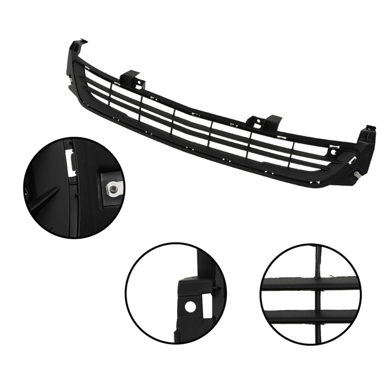 TJHSM 3Pcs Front Bumper Grille Black with Chrome Trim Set