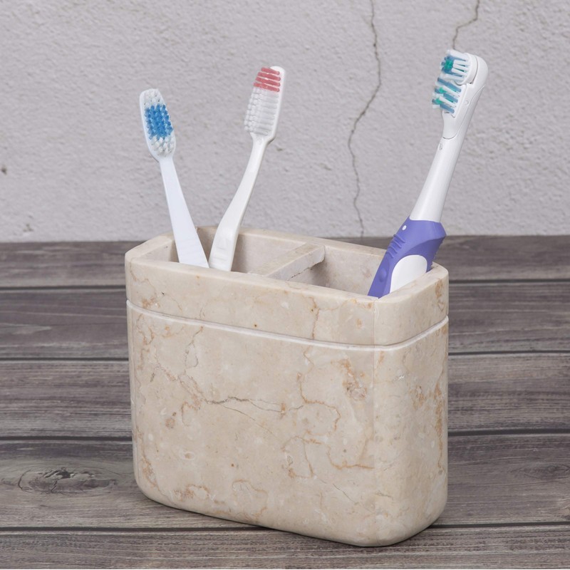 Creative Home Champagne Marble Notch Toothbrush Holder