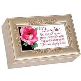Cottage Garden Daughter Love Petite Rose Champagne Silverstone Music Box Plays You Light Up My Life