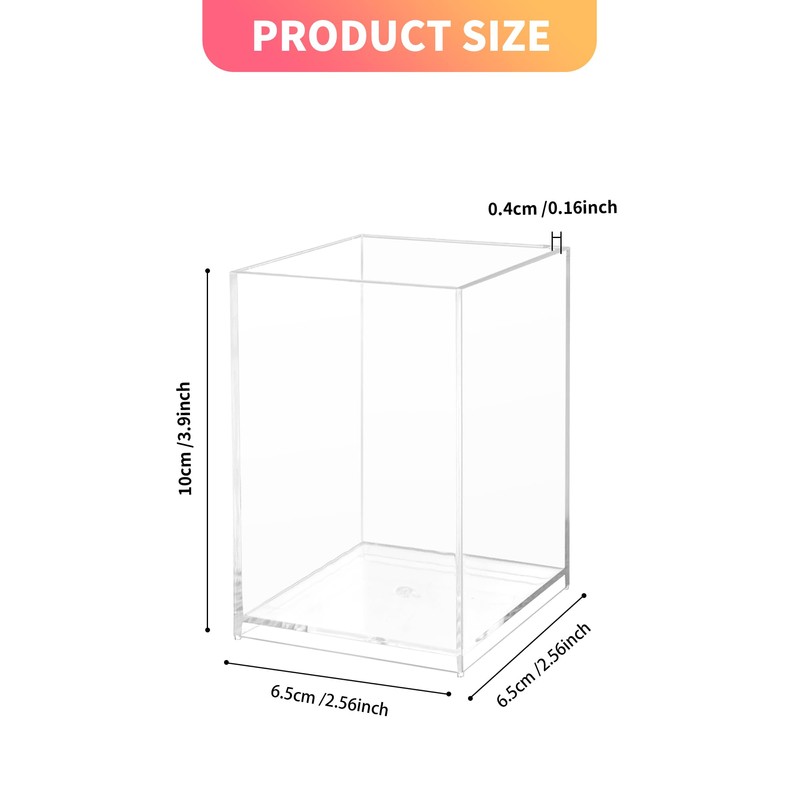 YKUKIZEE 8Pcs Acrylic Pen Holder Clear, Acrylic Square Pen Pot,