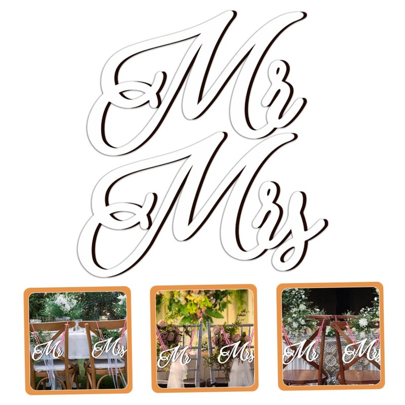 CORHAD Wedding Chair Back Sign Mr Mrs Decor Elegant Registry
