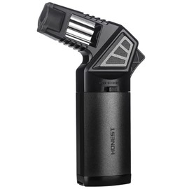 OLDENDO Butane Torch Lighter Refillable Adjustable Jet Flame, Multipurpose Outdoor Windproof Cooking Cool Torch Lighters (Butane Not Included) (Black)