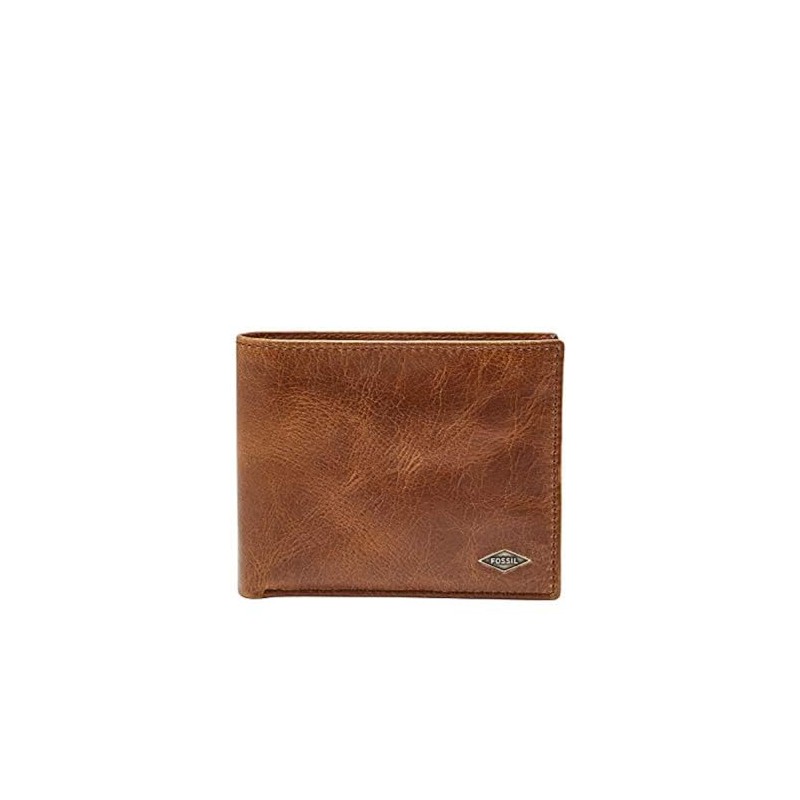 Fossil Men's Bifold Passcase Wallet, brown passport case