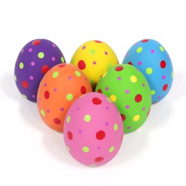BRMDT Dog Squeaky Toys, 6 Pcs Egg Shape Interactive Rubber Dog Toys, Durable Chew Fetch Play Toys for Puppies Small Medium Dogs
