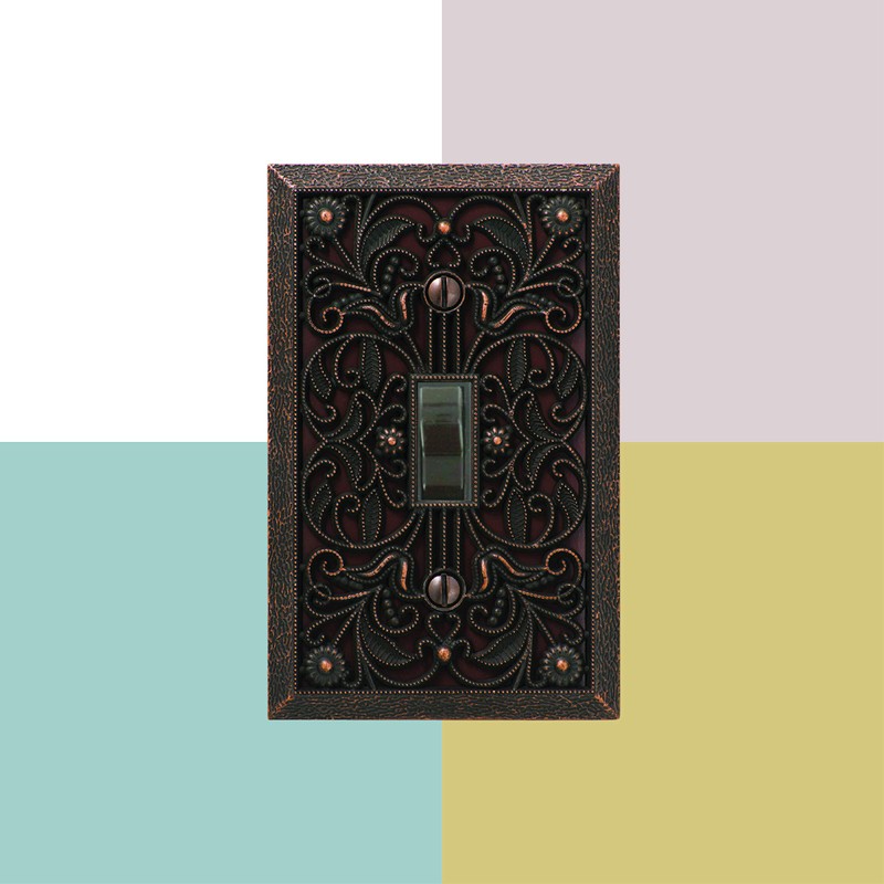 Amerelle 65DAB Filigree Wallplate, 1 Duplex, Antique Brass