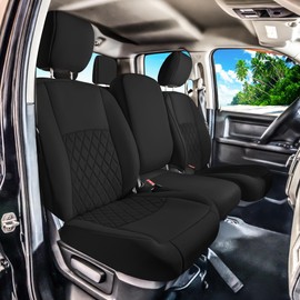 FH Group Custom Fit Seat Covers Compatible with Dodge Ram 1500 2009-2018 & Ram 1500 Classic 2019-2025 Front Set Seat Covers for RAM Pickup (3 Front Seats), Ultraflex Neoprene Truck Seat Covers, Black