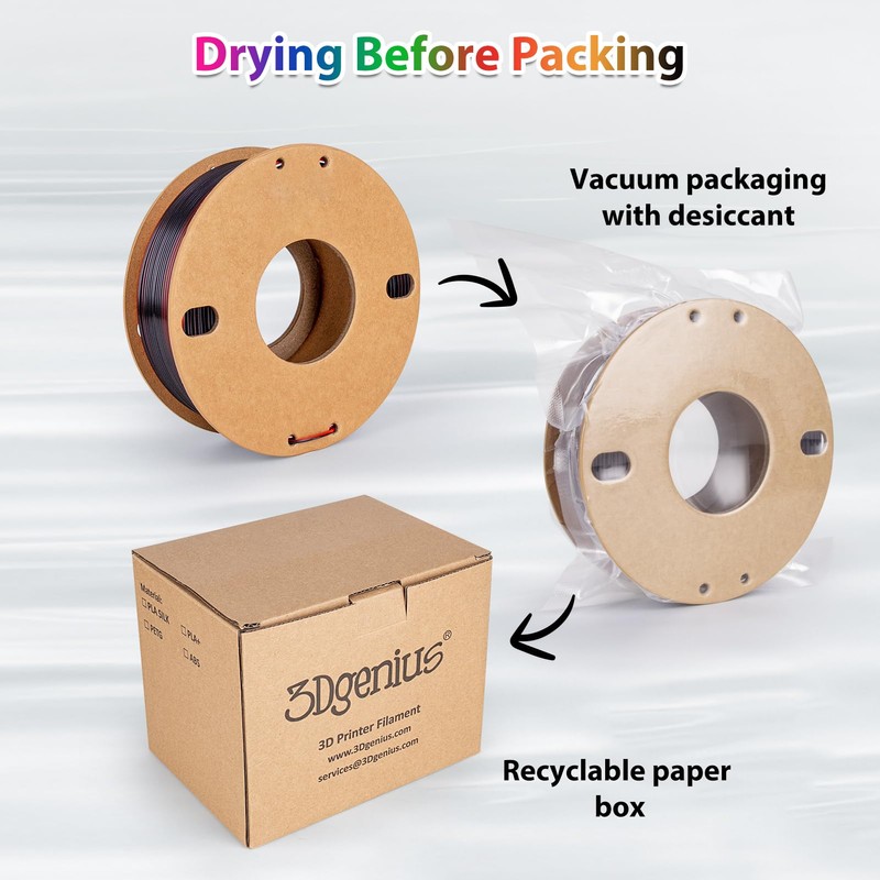 3Dgenius 3D Printer Filament Bundle Silk PLA Filament 1.75mm Pack