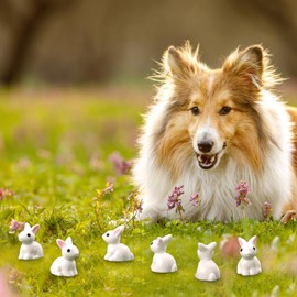 PAGOW 100 Pcs Mini Resin Rabbit Miniature Figurines, Cute Tiny Animals Figures in Bulk, Small Bunny Charms for Landscape Ornament Accessories for Home Décor