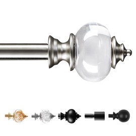 Deconovo 30‑48 Inch Heavy‑Duty Curtain Rods, 3/4 Inch Metal Window Rod with Nickel Finish, Telescoping & Adjustable with Finials, Wall‑Mounted Hardware Rod for Grommet Back Tab Rod Pocket Drapes