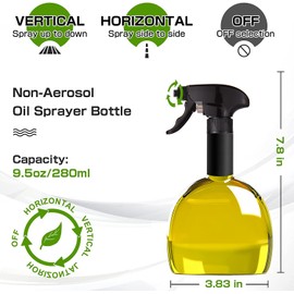 MJDFS Oil Sprayer for Cooking, 9.5oz Oil Dispenser, Non-Aerosol for Olive Oils, Reusable Oil Vinegar Spritzer Sprayer for Air Fryer, Kitchen, Salad, Baking, BBQ, Frying(Red)