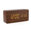Radio Clock, Wooden Clock, Multifunctional, LED Time Display, Large Screen,