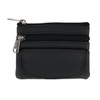 CTM Women's Leather Coin Purse with Front Pocket, Black