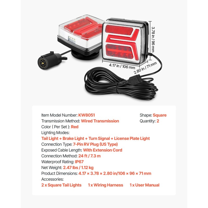 VEVOR Trailer Lights LED Trailer Tail Lights Kit 2PCS Turn