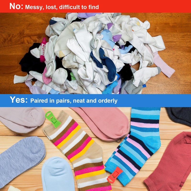 Pack of 50 Colourful Sock Clips for Washing Machine and