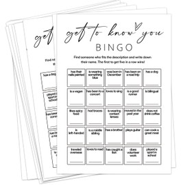 Sahjzk Office Bingo Cards, 25 Unique Randomized 5x7 Sheets, Get to Know You Bingo Game for Adults, Ice Breaker Office Party Games, Team Building Games for Work, High Replay Value - B005