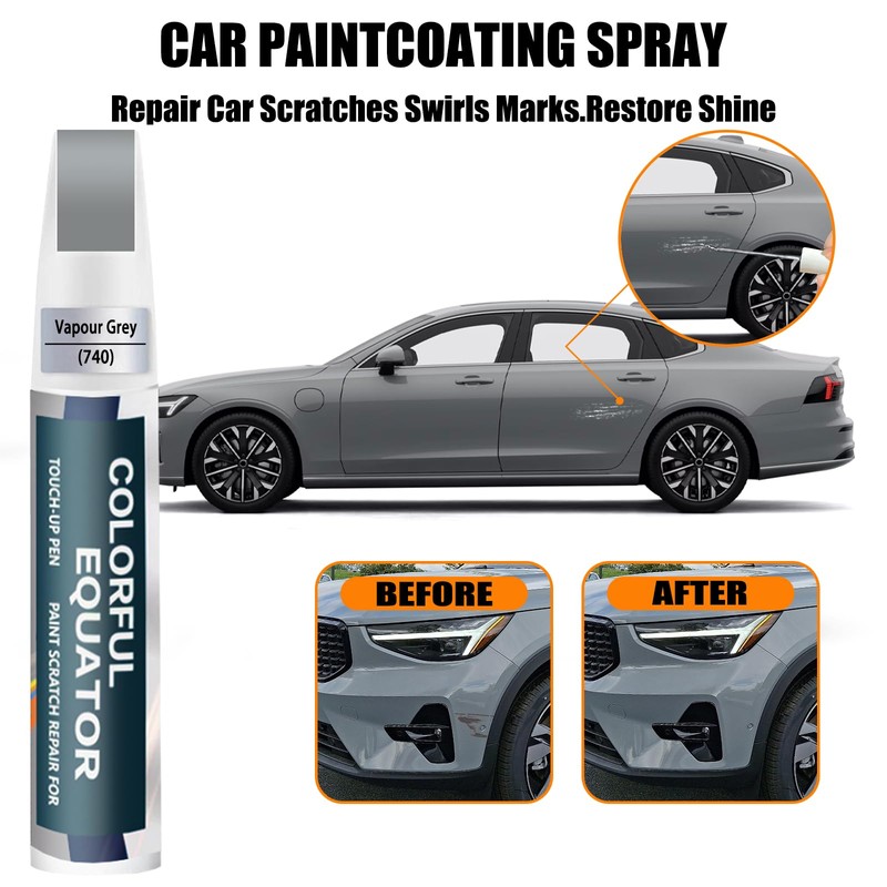 Vapour Grey(740) Touch Up Paint Compatible with Volvo, Car Paint