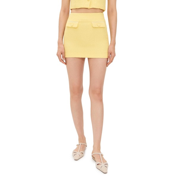 endless rose Women's Tweed Combination MIni Skirt, Butter, Yellow, M