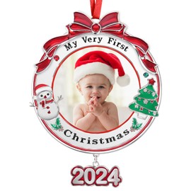 Hedeey Baby's First Christmas Picture Frame Ornament 2024 Girl Boy for Christmas Tree,My Very First Christmas Photo Frame Ornament for Baby Newborn Christmas Keepsake Gifts