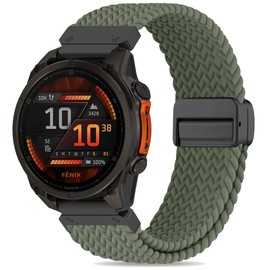Laband QuickFit 26mm Magnetic Braided Compatible with Garmin Fenix 8 51mm Band/7X Pro/7X/6X/5X/5X Plus/Fenix 3/2X, Stretchy Nylon Elastic Fabric Strap for Enduro 3/Instinct 2X/Descent MK3i