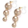 R-days Daikanyama Cotton Pearl Tricule Non-Hole Earrings, Hypoallergenic, White, Beige,