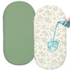 FIOBEE Baby Bassinet Sheets for Girls Boys 2 Pack Waterproof Bassinet Mattress Elastic Fitted Crib Sheets Universal Fit for Hourglass Oval and Rectangle Bassinet Sheet 33" x 17", Green