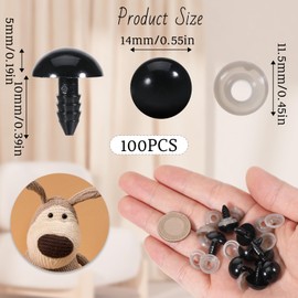 QfwdfcTrenz 50pcs Safety Eyes for Crochet Toys, 14mm Safety Eyes and Washers Set Black Eye for Crochet Plastic Toy Accessories Animal Making Craft for DIY Craft Plush Animals