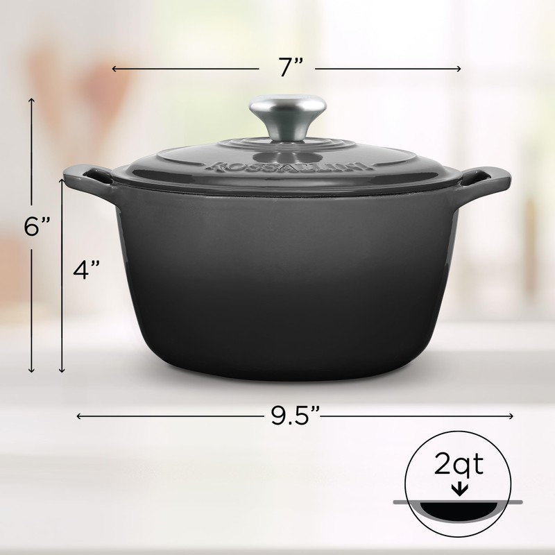 ROSSALLINI Signature Enameled Cast Iron Dutch Oven, Non-Stick Serving Pot