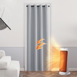 PONY DANCE Blackout Curtain, Opaque, 1 Piece, H 210 x W 132 cm, Thermal Curtain, Door, Children's Room Curtains, Boy’s Door Curtains with Eyelets, Blackout Curtain, Silver Grey