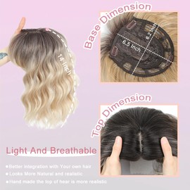 YOOSDPET Hair Toppers for Women with Thinning Hair, 3D Toppers Pieces for Women Wsipy Clip in Bangs Synthetic Curly Wavy Daily (RH6/18A/60B, Wispy bans)
