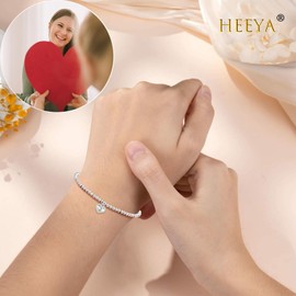 Best Wishes Bracelets for Womens, Sterling Silver Bracelet for Women, Silver Friendship Bracelet, Adjustable Heart Bracelet Lady Bracelet for Daughter Her Christmas Birthday Jewellery Gifts