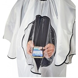 Hair Salon Barbershop Cutting Cape Gown with Transparent Phone Viewing Window Material