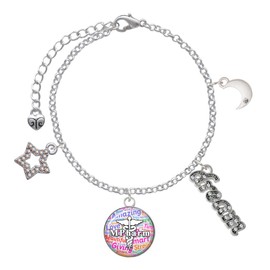 Delight Jewelry Silvertone Domed Multi Color MPharm - Silvertone Dream Big Charm Bracelet, 7.5+2" Extender