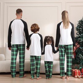 LYSTAO Christmas Family Pajamas Sets, Christmas Family Matching Pijamas Loungewear Tree Elf Santa Pjs Holiday Jammies Set(Christmas Tree, Women, Medium)