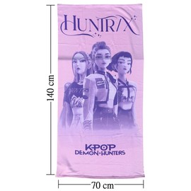 CARTOON Telo Mare K-Pop Demon Hunters Huntrix 70x140 cm Asciugamano in Microfibra 100% Poliestere ad Asciugatura Rapida con Rumi, Mira e Zoey Accessorio K-Pop per Ragazze Fan Anime e Musica Coreana