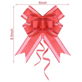 Lystaii 10 PCS Large Pull Bows Wrapping Ribbon Pull Bows Gift Bows for Birthday Presents Wedding Gift Baskets Presents Package Bow Decoration (Red)