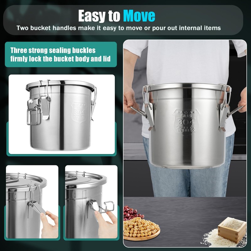 304 Stainless Steel Airtight Canister for Kitchen, 3.2Gal Canisters Container