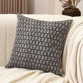 Amor Virisso Floral Pillow Covers 18x18 Couch Pillows for Living Room Farmhouse Neutral Pillow Covers Decorative Throw Pillow Covers Accent Sofa Pillows 1PC, Black
