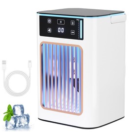 Air Cooler, ICDLTJ Portable USB Evaporative Cooler with 900ml Tanks and Colorful Light, 3 Wind Speed, Mobile Air Cooler Fan for Home Office Dorm