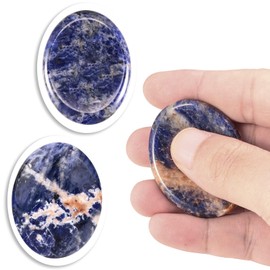 Nupuyai 2 Pieces Natural Sodalite Stone Gemstone Thumb Stone Massage Stone Worry Stone Pocket Stone Crystal Set for Reiki Healing Chakra Stones Decoration