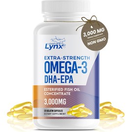 Omega 3 Fish Oil Capsules [3000mg] Omega 3 Supplement DHA Supplement | Omega3 Fish Oil Pills | for Heart Health, Immune System, Skin, & Brain Health, Gluten-Free and BURPLESS