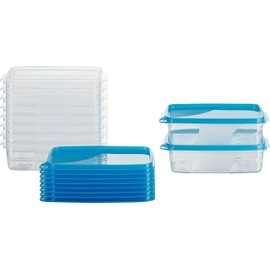 MiraHome Freezer Containers 10 x 0.5 L Rectangular Blue - Storage Jars with Lid Airtight - Transparent Food Storage Containers with Lid - Kitchen Storage Box for Mealprep & Organisation - Austrian