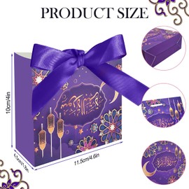 Colodeol 24Pcs Eid Mubarak Goodie Bags，Ramadan Goodie Bags with Ribbons Eid Mubarak Treat Bags Eid Gift Bags for Ramadan Kareem Eid Mubarak Party Supplies