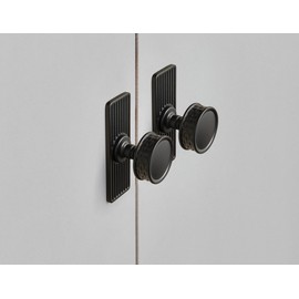 Goo-Ki 6 Pack Matte Black Cabinet Knobs with Back/Base Plate Zinc Alloy Kitchen Hardware - Modern Black Drawer Knob Single Hole/Screw Bar Cabinet Pulls with Spacer