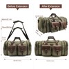 Wildroad 60L Travel Duffel Bag, Expandable Canvas Genuine Leather Duffle