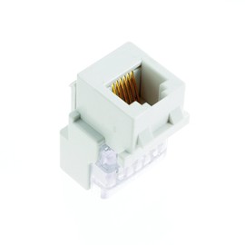 Legrand - OnQ Telephone Keystone Jack RJ25, Male to Male Connector, Universal Keystone Connector for Phone Connections, Rear Mount Snap-in Keystone Design, White, F9042WHV1
